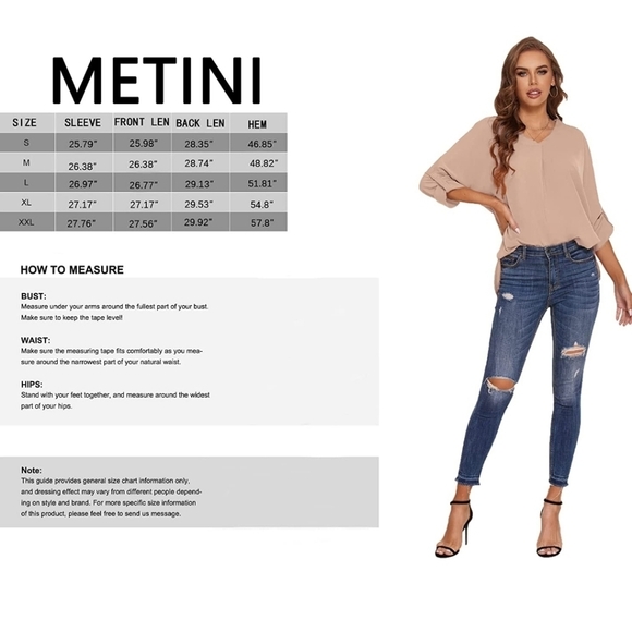 Metini Women's Tan Chiffon Blouse Top - Size Small/Medium - Picture 9 of 11